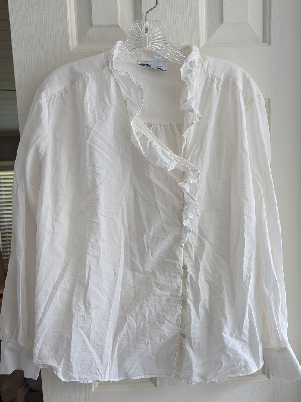 & Other Stories White Ruffle-Trim Blouse - Size S